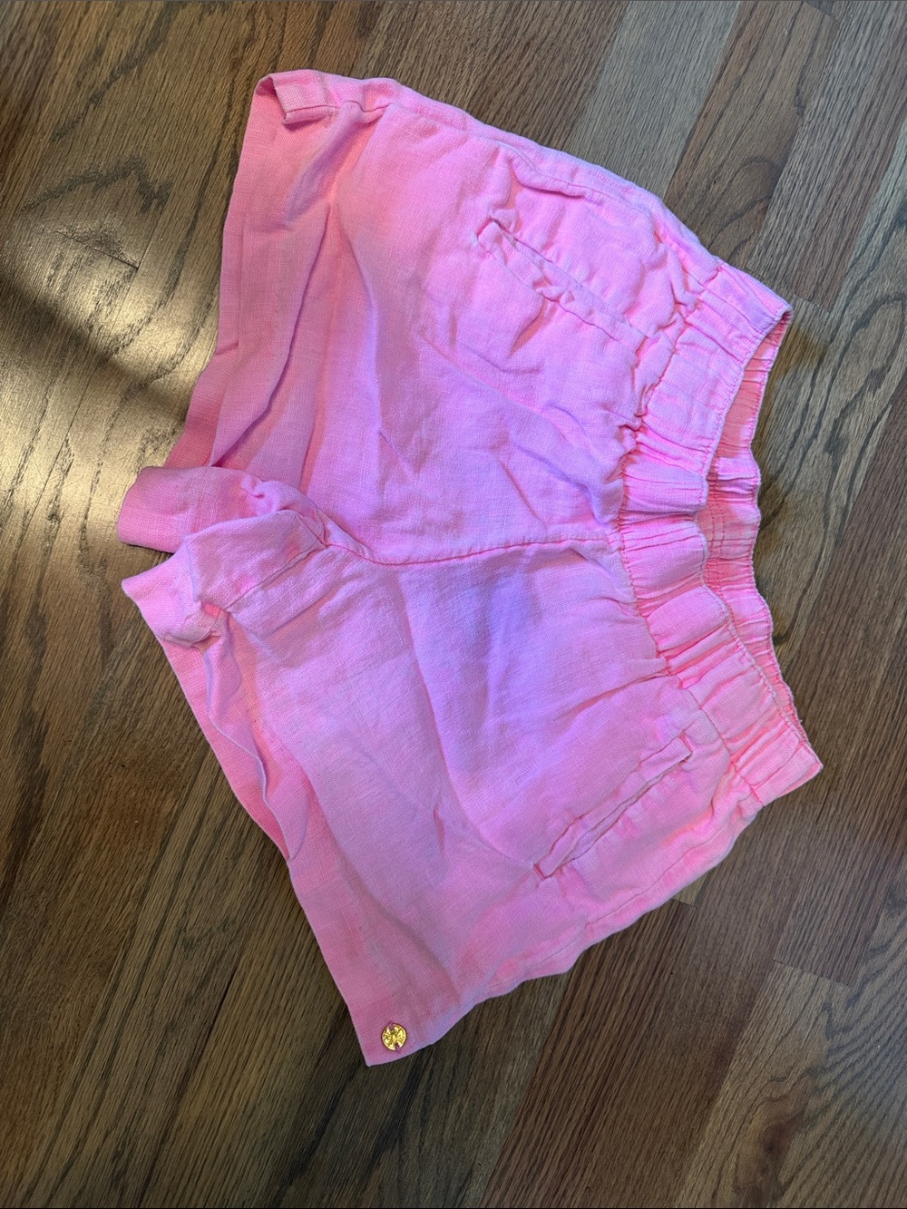 Lilly Pulitzer Bubblegum Pink Elastic-Waist Linen Shorts